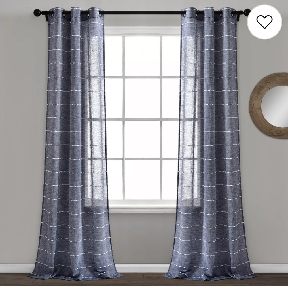 4 Lush Decor Blue Stripe Curtain Panels